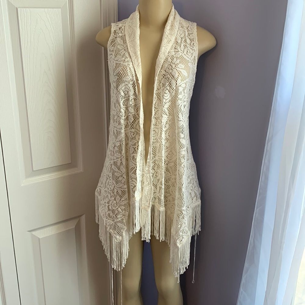 Designer Swimwear Crochet Cover-up Wrap Ivory S/M